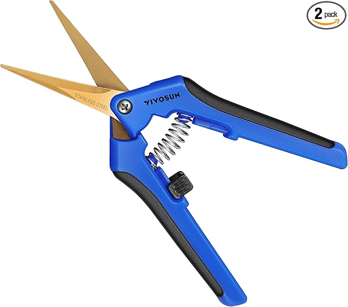 VIVOSUN 2-Pack Curved Gardening Scissors 6.5 Inch Hand Pruner Shear with Titanium Coated Precision Blades