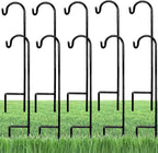 AshmanOnline Ashman Shepherds Hook 10 Pack Black, 35 Inches Tall, Made of Premium Metal for Hanging Solar Light, Bird Feeders, Mason Jars, Garden Stake and Wedding Décor.