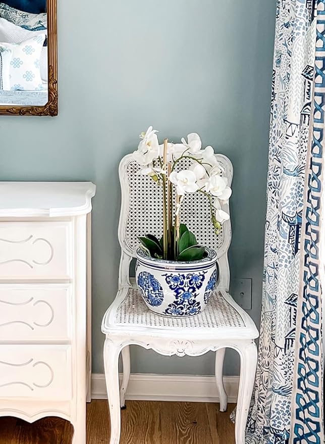 Serene Spaces Living White Realistic Phalaenopsis Orchids in Pot, Artificial Potted Flowers - Beautiful Entryway Vase, Foyer Table Décor, Measures 26" Tall & 5" Diameter, Set of 6
