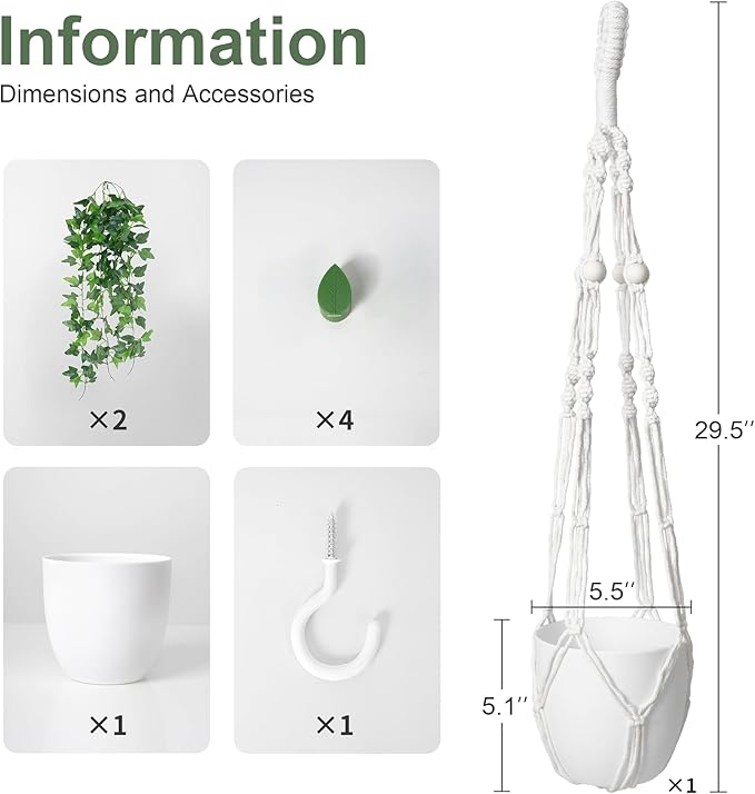 DREAMLOOM Fake Hanging Plants with Pot, Artificial Ivy Hanging Plants with Macrame Hanger for Indoor Decor, Fake Hanging Vines Faux Greenery for Home Kitchen Office