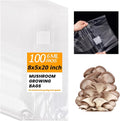 100PCS Mushroom Planting Kit - 8"5"20" Thickened Growing Bags, 6 Mil Thick Durable, Tear Resistant, 0.2 Micron Porosity Resistant High Pressure Spawning Bags