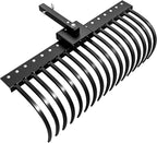 YITAMOTOR 48" Tow Behind Landscape Rake, 2" Receiver Lown Dethatcher Rack with 17 Steel Tines for ATV/UTV & 3-Point Hitch Systems Tractor, for Leaves, Debris, Grass, Pine Needles