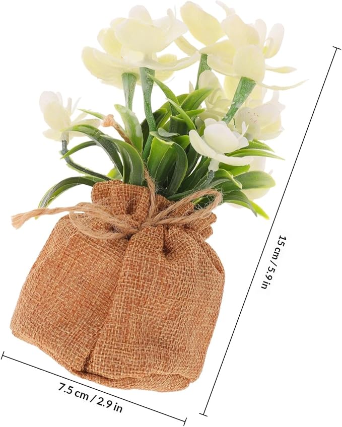 ARTIBETTER Artificial Phalaenopsis Orchid Faux Flower Potted Plant Rope Bag, Realistic Plastic Phalaenopsis for Home Décor, Table Centerpiece, Living Room Decoration,