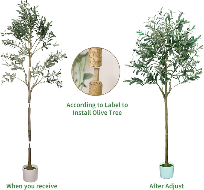 5FT Artificial Olive Tree,Artificial Plants Indoor,Faux Olive Tree Olive Trees Artificial Indoor with Natural Wood Trunk and Realistic Leaves and Fruits (5FT)