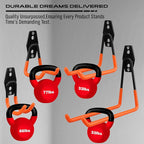 15-Piece Garage Wall Hooks with 3 Extension Straps, Orange Heavy Duty Tool Storage Rack for Ladder, Bike, Shovel, Garden Tools, Metal Wall Mount Organizer Set