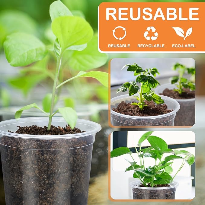 45 Pack 7/6/5/4/3 Inch Clear Nursery Pots for Plants, Clear Plastic Plant Pots with Drainage Holes, Transparent Variety Pack Flexible Garden Pot for Outdoor Indoor, Seed Starting Pots