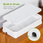 Turtle Tank Kit with Lid,Aquatic Tortoise Habitat Cage Starter Aquarium with Multi-Function Area,UV Basking Platform Light,Water Filter,Rain Shower Arm,Plant,Stone,Enclosure Red Eared Slider