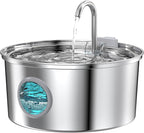 Cat Water Fountain Stainless Steel: Cat Fountain for Drinking - 108oz/3.2L Pet Water Fountain for Cats Indoor - Quiet Water Fountain for Cats - Faucet Pet Fountain - for Small and Medium-Sized Pets