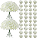 65Pcs White Hydrangea Artificial Flowers Bulk，Realistic Silk Fake Flowers with Stems，Faux Hydrangea Flowers for Wedding Home Decor Centerpieces Living Room Garden Party Baby Shower Decoration
