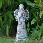 Rezpuao Solar Angel Statue - Garden Sculpture with Resin Decor for Patio, Lawn, Yard, Porch - Housewarming Gift, 10.03"