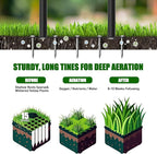 Aerator Lawn Tool Lawn Aerator -Heavy Duty Manual Grass Aerator with 15 Iron Spikes, Height Adjustable, Yard Aerator Tool for Lawn（Black）