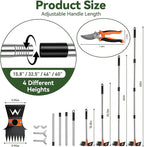 Garden Hoe & Weed Puller Tool with Long Handle, 60 Inch,Manual Weed Remover Tool, 3-in-1 Weed Rake & Grabber & Pruning Shears, Dandelion Gardenia Heavy Duty Uprooting Tool for Yard, Lawn and Garden