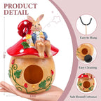 Bird Houses for Outside – Hand-Painted Decorative Bird House, Waterproof Resin Hanging Birdhouse for Patio, Yard, Porch & Garden Decor