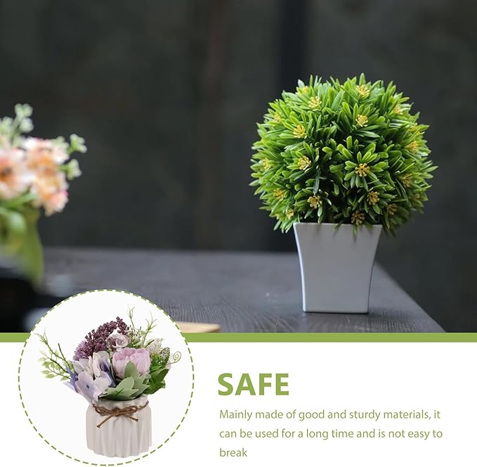 Faux Hydrangea Orchid Potted Plant Simulation Bonsai Decor Purple Small Artificial Flower for Living Room Office Home Decoration
