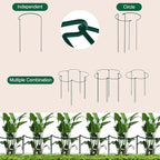 Tall Heavy-Duty 24in Plant Support Stakes - 8 Pack Adjustable Peony Cages & Supports for Outdoor Plants, Half-Round Garden Stakes for Hydrangea, Roses with Extension Stakes