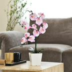 15" Tall Artificial Silk Phalaenopsis Orchid Flower Plant Pot Arrangements (Pink Shades)