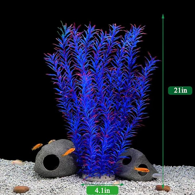 2 pcs Aquarium Decor Plastic Plants Extra Large 21 Inches Artificial Fish Tank Plants Tall Fish Tank Decorations Artificial Green Water Plants (Purple)