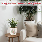 Beeveer 1 Pcs Ceramic Floral Plant Pots with Drainage Hole 5.5 Inch Vintage Farmhouse Accent Planter Rustic Ice Glazed Crack Flower Planter for Indoor Outdoor Home Decor (Pink Rose,Beige and Pink)