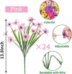 Roberly 24 Bundles Artificial Flowers for Outdoors UV Resistant Silk Fake Flowers Faux Plastic Plants for Porch Garden Window Box Indoor Outdoor Spring Summer Home Farmhouse Decor, Pink