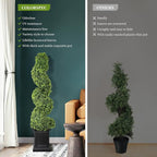 Artificial Boxwood Topiary Tree, 3.5ft Tall Outdoor Porch Tree, All-Year Green Fake Plant Topiary Trees Artificial Outdoor with Sturdy Pot for Porch Indoor (Spiral)