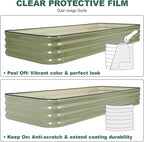 5 in 1Galvanized Raised Garden Bed - 8x3x1ft Modular Garden Planter Bed Outdoor | Steel Raised Bed Kit with Bracing Rods, Gloves for Gardening Vegetables Fruits and Flowers (Green)