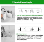 voze 3 Racks and 4 Hooks Mop and Broom Holder Wall Mount, Self Adhesive Heavy Duty Broom Organizer Storage Tool Racks for Kitchen Garden Laundry Garage