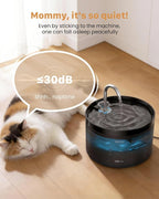 Cat Water Fountain Pet Fountain: 67oz/2L Cat Water Dispenser - Black Pet Dispenser - Faucet Dog Bowl - with 6 Filters + 3 Sponges - GIOTOHUN