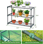 Lean-to Greenhouse with 3-Tier Shelves: Ohuhu Portable Walk-in Wall Mounted Green House with Mesh Windows, 79"x39"x83" Large Greenhouses with 2 Roll-Up Zipper Doors Reinforced Structure for Outdoors