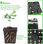 June Fox Square Nursery Pots 3.3 Inches Flexible Plastic Seedling Pots Square Pots for Plants, Succulent, Flower, Pack of 60, with 60 PCS Plant Labels