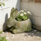 Vintage Cement Animal Planter Pots,Cement Succulent Planter,Indoor & Outdoor Garden Decor Rustic Shabby Flower Plants for Home,Patio,Balcony(Green Rabbit)