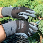 Brussel’s Bonsai Nitrile Tough Gardening Gloves – Durable Nitrile Coated Gloves – Black, Pair, Large