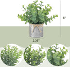 Mkono Mini Fake Plants in Farmhouse Galvanized Metal Pots 3 Pack Small Potted Artificial Plant Eucalyptus for Laundry Room Bathroom Shelf Table Decor