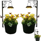 Solar Outdoor Floor Lamps with Planter, 2 in 1 Waterproof LED Solar Lamps Post Light, Matte Black Outdoor Flower Pots, Outdoors Lamps for Patio, Backyard, Pathway, Garden, Lawn (2PCS)