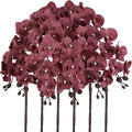 6PCS Artificial Orchid Flowers 27’’ Silk Faux Phalaenopsis Orchids Fake Orchid Stems for Vase Table Centerpiece Home Wedding Party Garden Decoration(Dark Red)