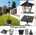 64 Inch Solar Lamp Post Light with Planter, 60 High Lumen Street Light, Solar Post Lights Waterproof for Pathway, Garden, Driveway, Lawn, Front Back Door Outside Pole Lamp 6000K