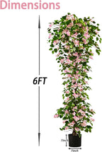 Artificial Bougainvillea Tree -6FT Faux Bougainvillea Tree with Realistic Flowers, Tall Fake Flower Tree for Indoor or Outdoor Decor, Silk Floral Plant for Living Room, Porch, Garden (Pink/White)
