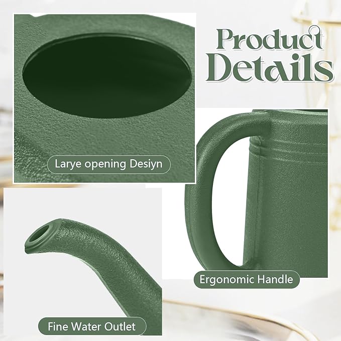 Watering Can - for Indoor and Outdoor Plant Garden - 1/4 Gallon - Green
