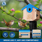 SISTERBIRD Wren Bird Houses for Outside Cedar Hanging Birdhouses for Outdoors 1-1/8" Entrance Hole Bird Houses for Outside Clearance Wooden Nesting Box Chickadee Predator Guard, Blue