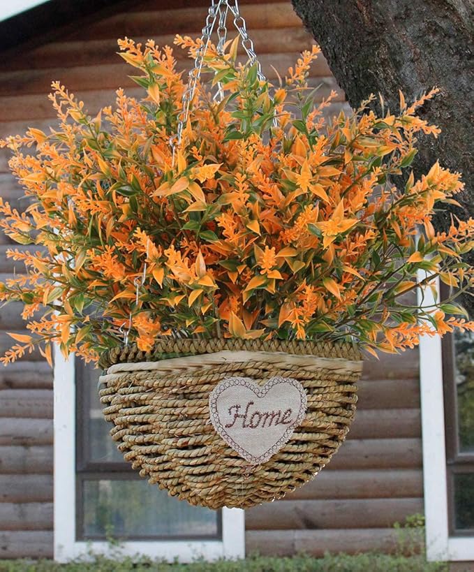 RECUTMS Artificial Flowers Fake Outdoor Plants Faux UV Resistant Lavender Flower Plastic Shrubs Indoor Outside Hanging Decorations Fall Flowers for Decoration，20 Bundles-Salmon
