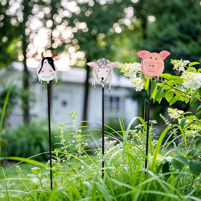 Farm Animal Solar Garden Lights,3Pack Waterproof Decorative Solar Stake Light,Decorative Statues Figurine Lights for Lawn Patio Pathway for Outside