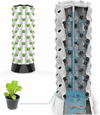 FLTRGO Hydroponics Tower, Garden Tower Aeroponics Growing Kit Aquaponics Grow System for Herbs, Fruits and Vegetables with Hydrating Pump, Timer, Adapter, Seeding Bed Net Pots