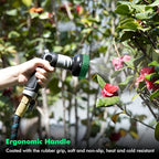 RESTMO Multi-Angle Garden Hose Nozzle with Sprinkler Function, Heavy Duty Water Hose Nozzle with 4 Spray Patterns, Magic Twist and Thumb Flow Control for Garden Watering, Car Washing & Yard, Green