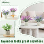 Plant Stand Indoor，3-Pack Lifelike Artificial Lavender ，Artificial Plants Indoor, Nordic Lavender Table Decor，Biodegradable Pot,Suitable for Home and Office Décor