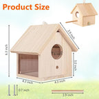 Tfwadmx 2PCS Wooden Bird House Transparent Outdoor Bird House Hanging Nests Box Garden Patio DIY Decorative for Wren Swallow Sparrow Hummingbird Finch Throstle