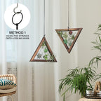 J JACKCUBE DESIGN Air Plant Triangle Frame Hanging Airplant Holder, Rustic Wood Tillandsia, Succulent Plants Display Hanger Shelf for Wall Décor, Set of 2- MK1061A