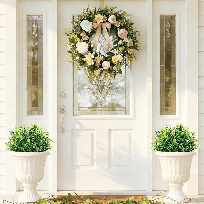 CEWOR Artificial Boxwood Stems 24 Pack Artificial Plants for Outdoor UV Resistant Faux Plants Fake Eucalyptus Shrubs for Room Decor Indoor Outdoor