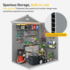 Aoxun 6x4 FT Outdoor Storage Shed with Built-in Magnetic Suction Light, Plastic Garden Resin Shed with Floor, Outdoor Storage with Lockable Door for Bike, Tools, Garbage Can, Grey