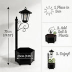 Solar Floor Lamps with Planter (2-in-1 Design), 29.5" Outdoor Solar Lamp Post - IP44 Waterproof, Warm Yellow Lights Dusk to Dawn 6-8Hr, Easy Install for Lawn, Patio, Porch, Yard & Pathway Decor