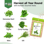 Herb Seed Pods for All Hydroponics Growing Systems, 8 Pods with 600+ Seeds of Cilantro, Thyme, Mint, Genovese Basil, Curly Parsley and Dill