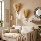 Canlierr 2 Pieces Boho Wall Decor Hanging Planters with Artificial Plants Metal Hanging Vase Indoor Plants Holder Modern Wall Art for Bathroom Bedroom Living Room Decor, Silver, Pampas Grass